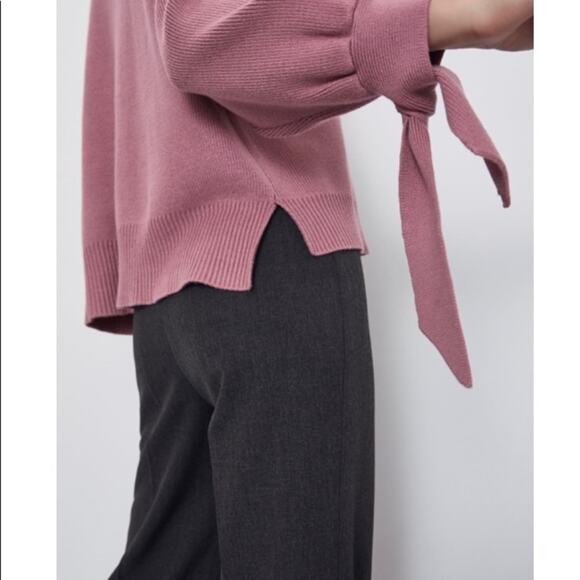 Zara black ribbed turtleneck sweater with ties size Small - Picture 4 of 10